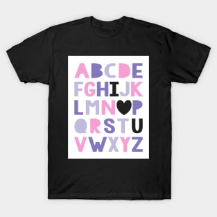 I love you ABCs in pink and purple T-Shirt